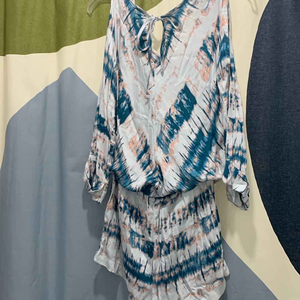 Michael stars dolman sleeve Pastel/tie dye print romper